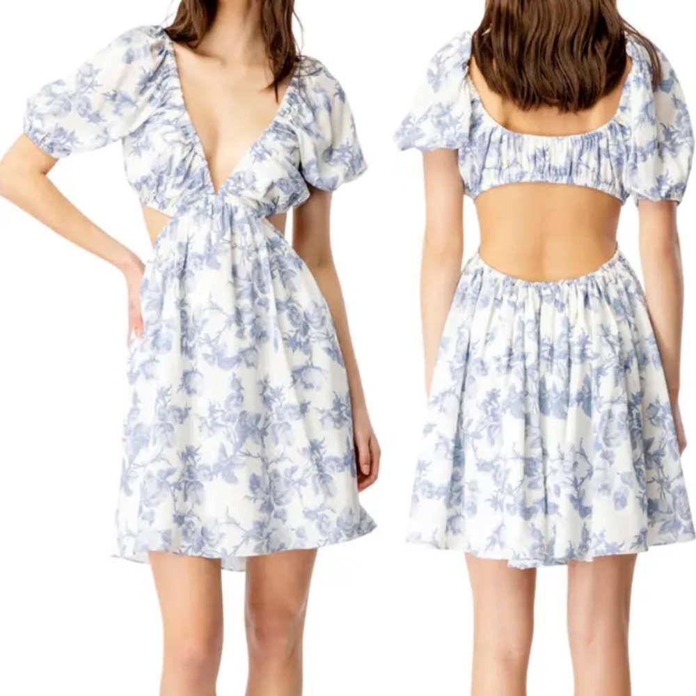 Blue and white floral dress